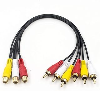 Duttek RCA Splitter Cable,AV Splitter 3 RCA Female Jack to 6 RCA Male Plug RCA Y Splitter Extension Audio Video AV Adapter Cable 30cm/11.8 Inch