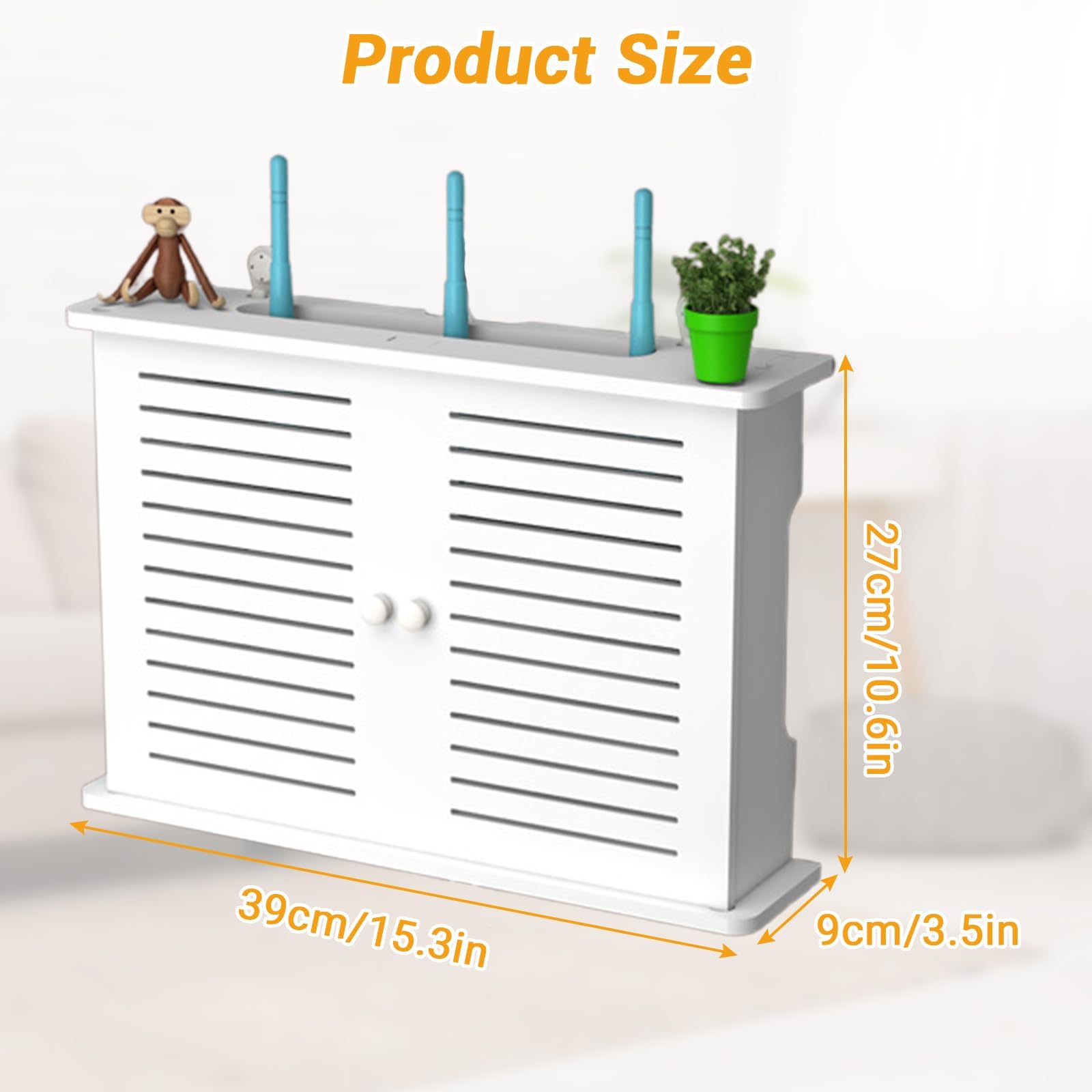 Router Aufbewahrungsbox Wand,WLAN-Router Regal Wandmontage Aufbewahrungsregal Verstecken Wandbehänge TV Kabel Verstecken Box WiFi-Aufbewahrungsbox Rack,Wand Aufbewahrung für Zuhause (Doppeltür) Baumarkt