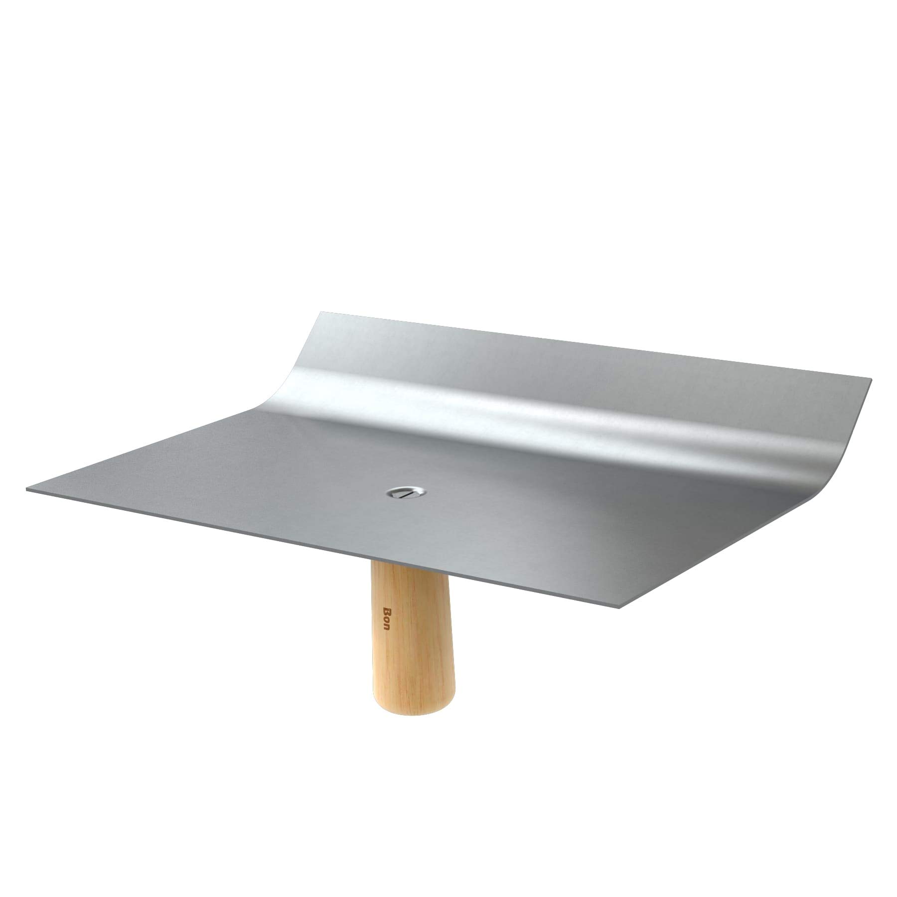 Bon Curved Top Hawk Stainless Steel 12 in. x 8 in. with Wood Handle and Callous Preventer for Smooth Troweling