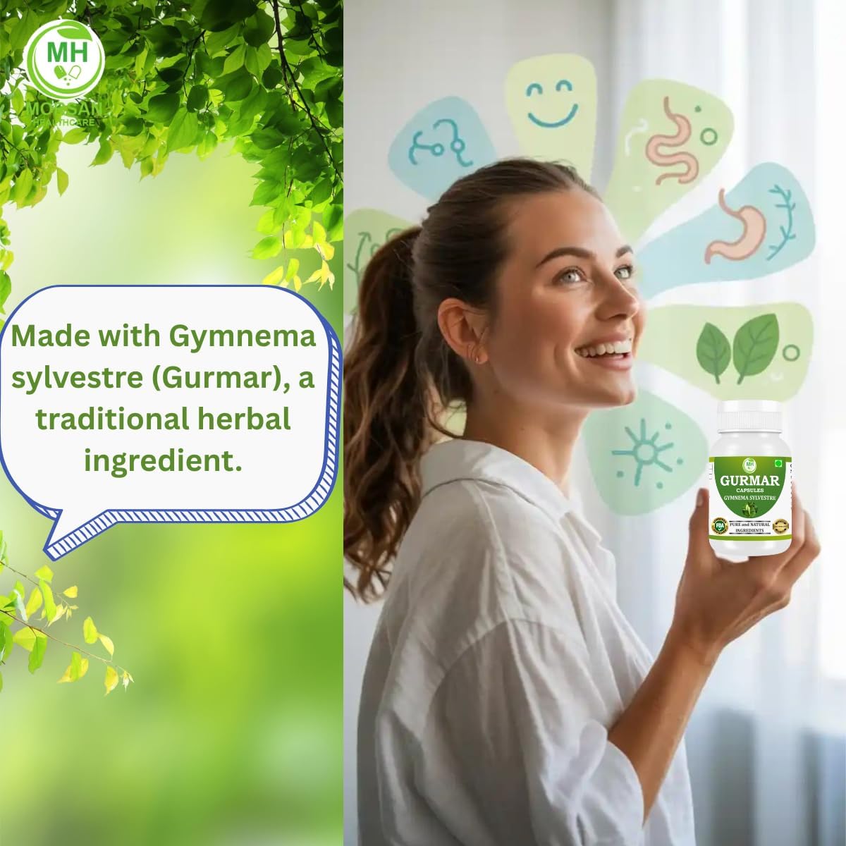 Morsan Healthcare Gurmar (Gymnema sylvestre) Capsules 500mg | 60 Vegan Capsule | Natural Himalayan Extract| Traditional Ayurvedic Herb| Plant-Based Supplement| Supports Balanced Wellness | Pack of 1 - Image 7