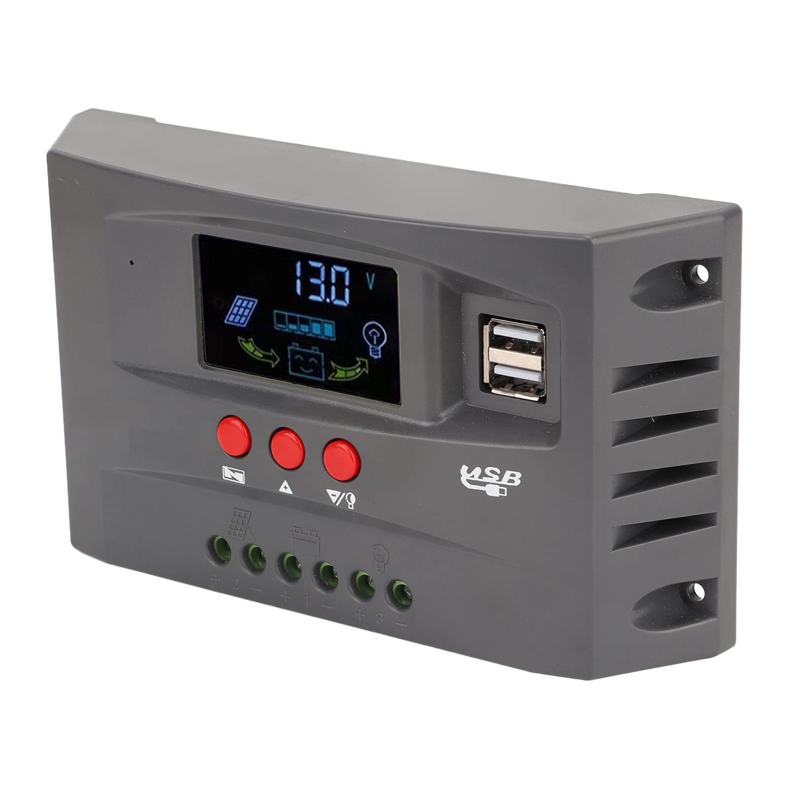 Solar Charge Controller, 12V 24V Auto Adaptive LCD MPPT Tracking Charge Overheat Protection Solar Charge Regulator Villa Short Circuit Protection (10A)-image-20