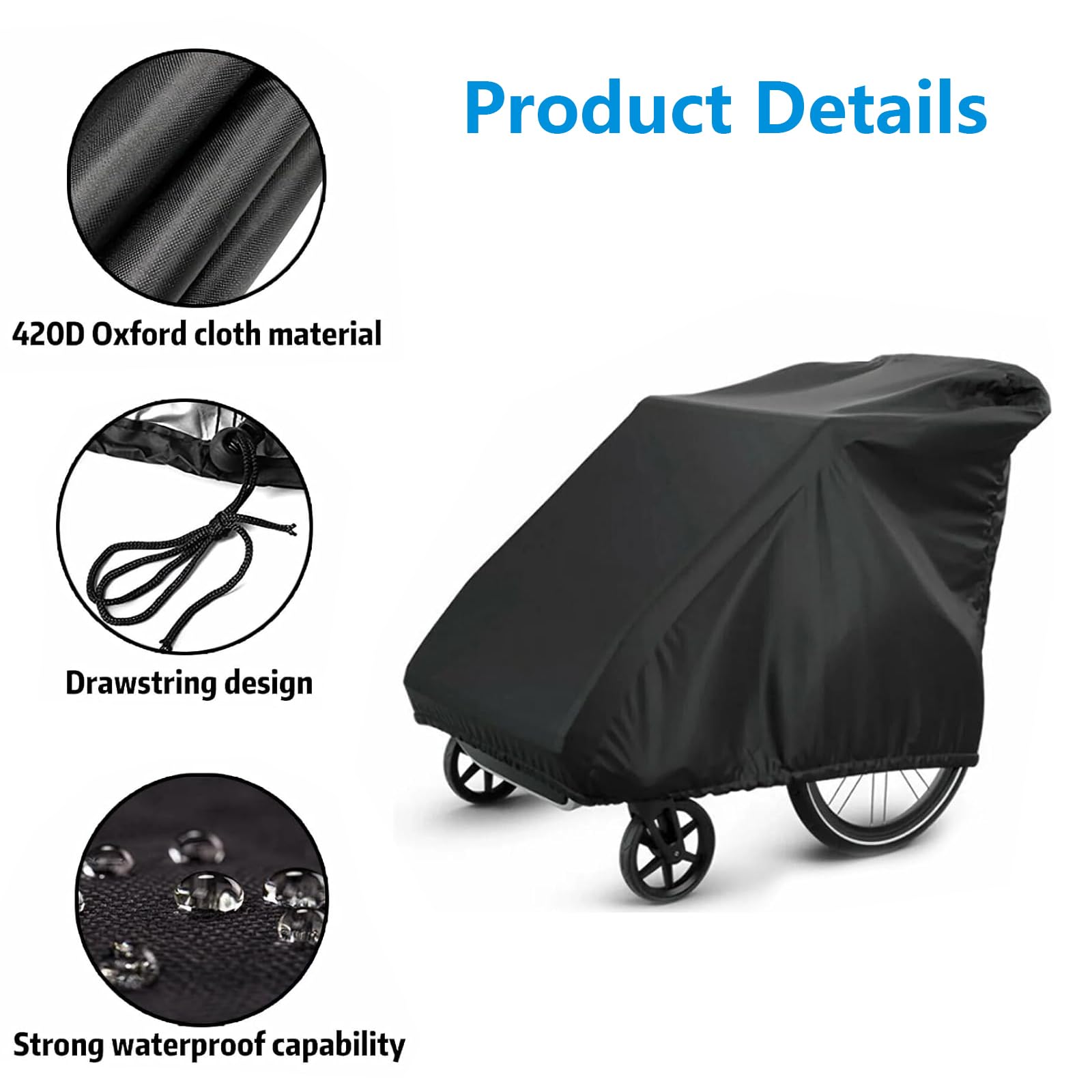 Copertura Impermeabile Per Rimorchio Bici - Tessuto Oxford 420D - Foto 8