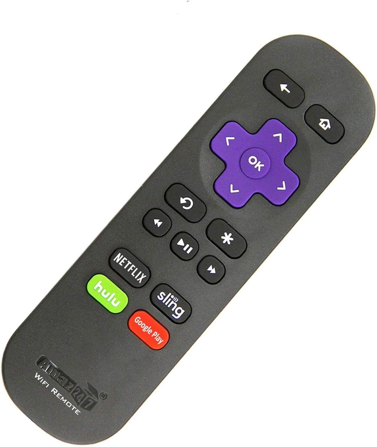 Amaz247 Point-Anywhere Wi-Fi Remote Pairing with Roku Stick, Stick+, Roku Premiere, Premiere+, Roku Ultra, Roku 2,3,4; Replace Roku Stick Remote RC80