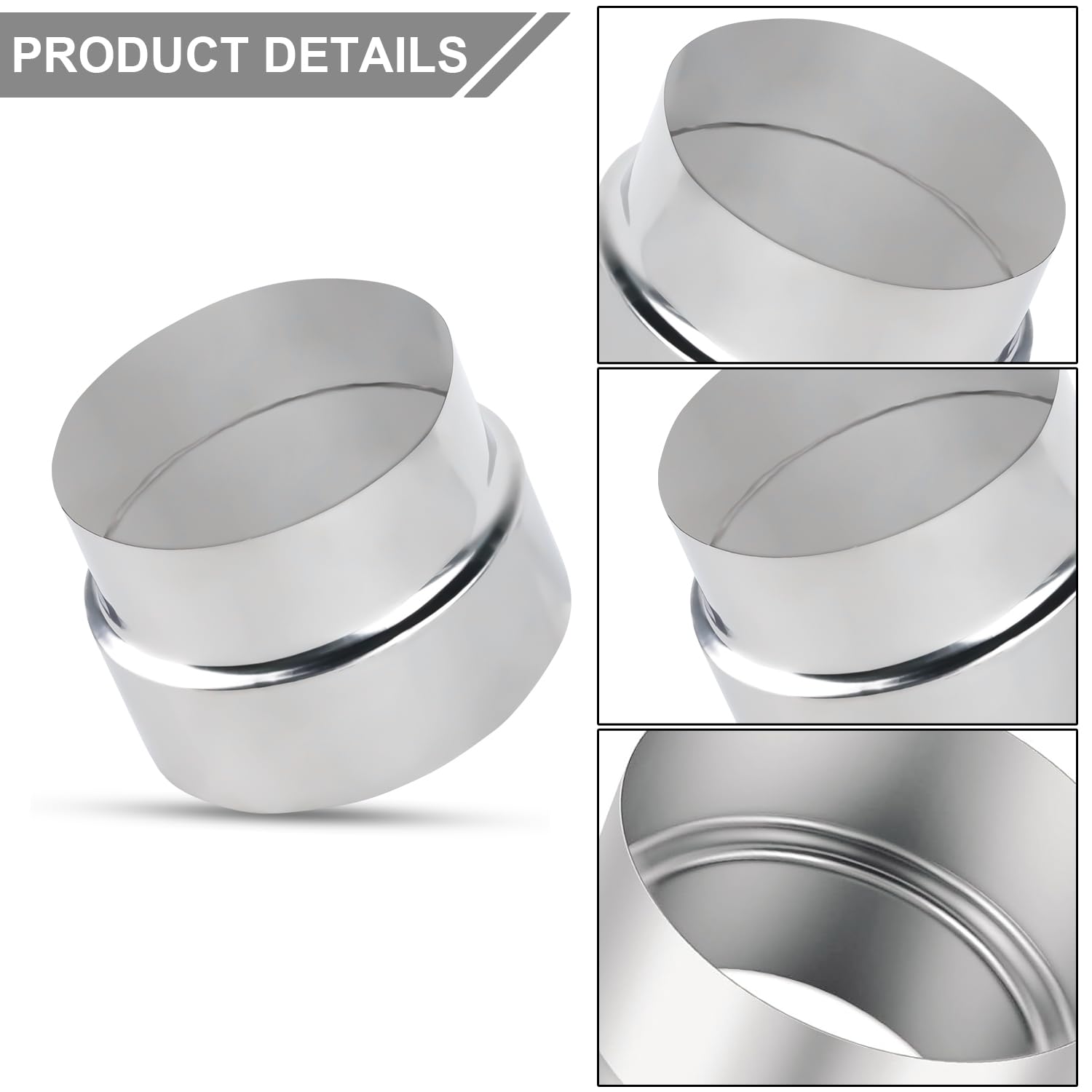 Riduzione e/o aumento di diametro in acciaio inox per canna fumaria (DN 120-130