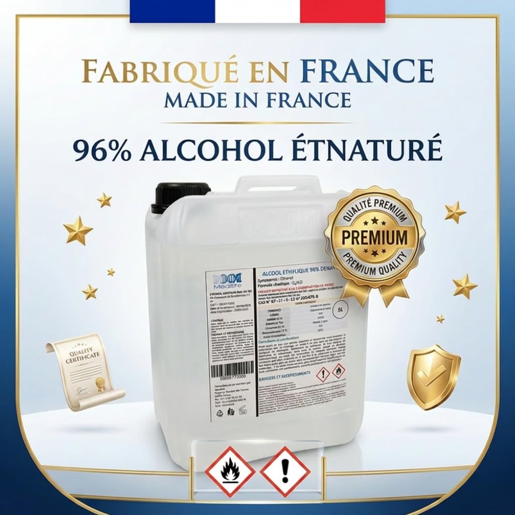 5L d'alcool éthylique dénaturé 96% pour parfum, nettoyage et dégraissage, lotions, parfums