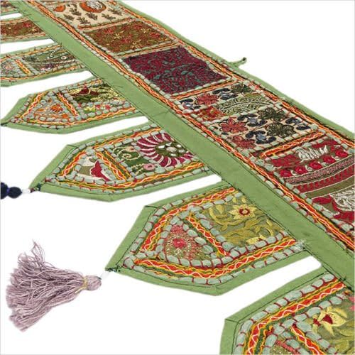Sophia Art Christmas Decorative - Indian Ethnic Window Valance Home Decor Bandhanwar Toran Vintage Embroidered Patchwork Door Hanging (Green, 78" x 13" Big Valance)