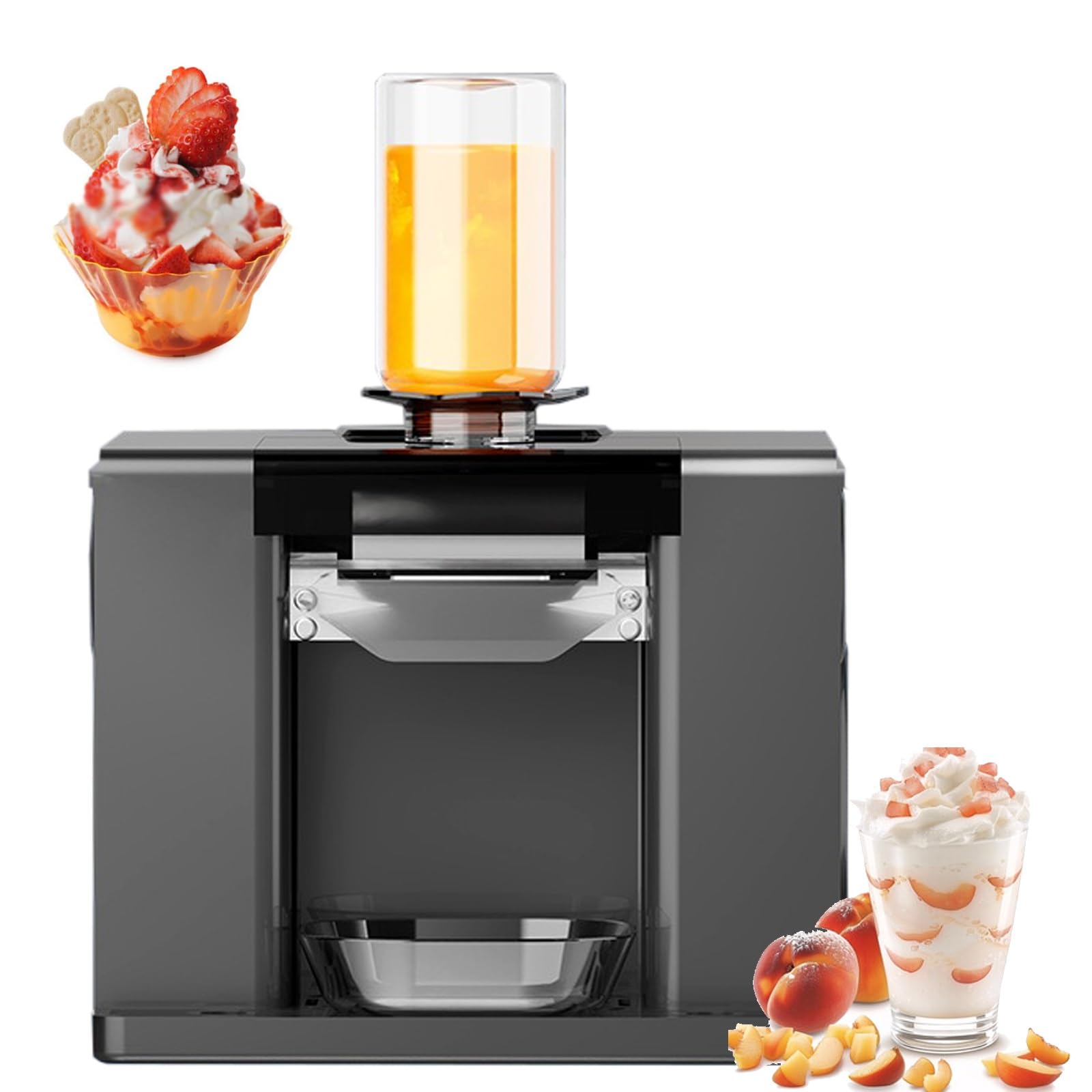 XNZJHPP Portable Electric Shaved Ice Machine - 60KG/24H Snow Cone Maker with 750ml Capacity, Perfects for Desserts, Smoothies, Slushies & Summers Treats (Black)