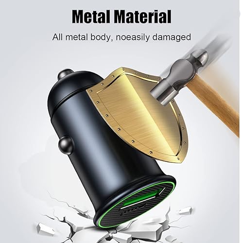 Miniatura 2 de Adaptador de cargador de coche USB-C, puertos duales, carga rápida, PD 60 W + QC3.0 30 W, mini encendedor de cigarrillos de metal, cargador USB