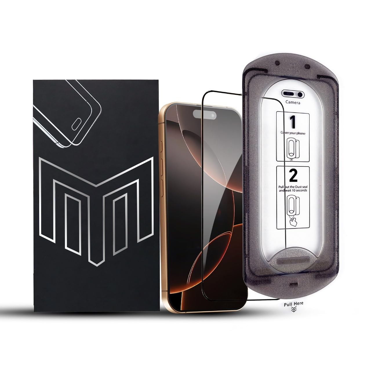 Tempered Glass for iPhone 16 Pro Max – DIY Easy Installation Frame, 9H Screen Protector with HD Clarity, Scratch Resistant, Oleophobic Coating, Dust Guard for Ear Speaker, Bubble-Free | 1 Pack