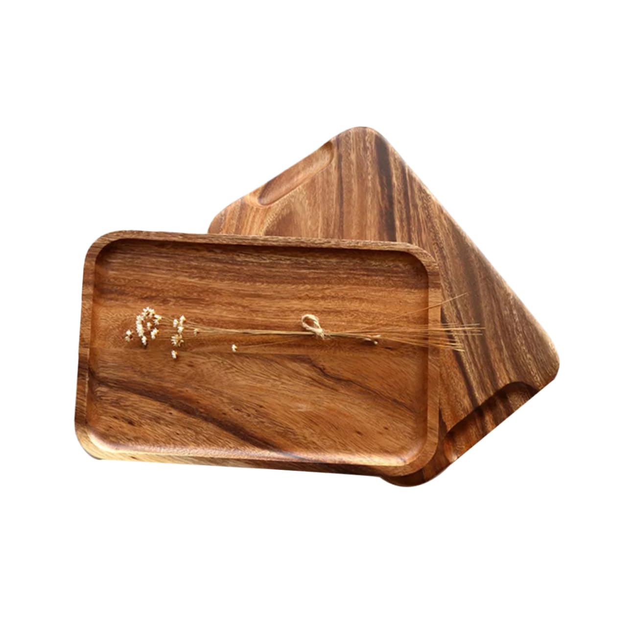 MUCKLILY Solid Wood Dinner Plate Handmade Breakfast Plate Household Tableware for Fruit Snacks Desserts for Home Shop Restaurant Use