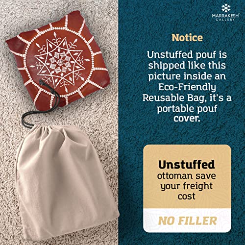 Marrakesh Gallery Genuine Leather Pouf Unstuffed - Moroccan Ottoman Footstool, Footrest Cover - Boho Decor - Bohemian Living Room, Bedroom, Kids Room, Gift & Wedding (Dark Brown) #TOP7