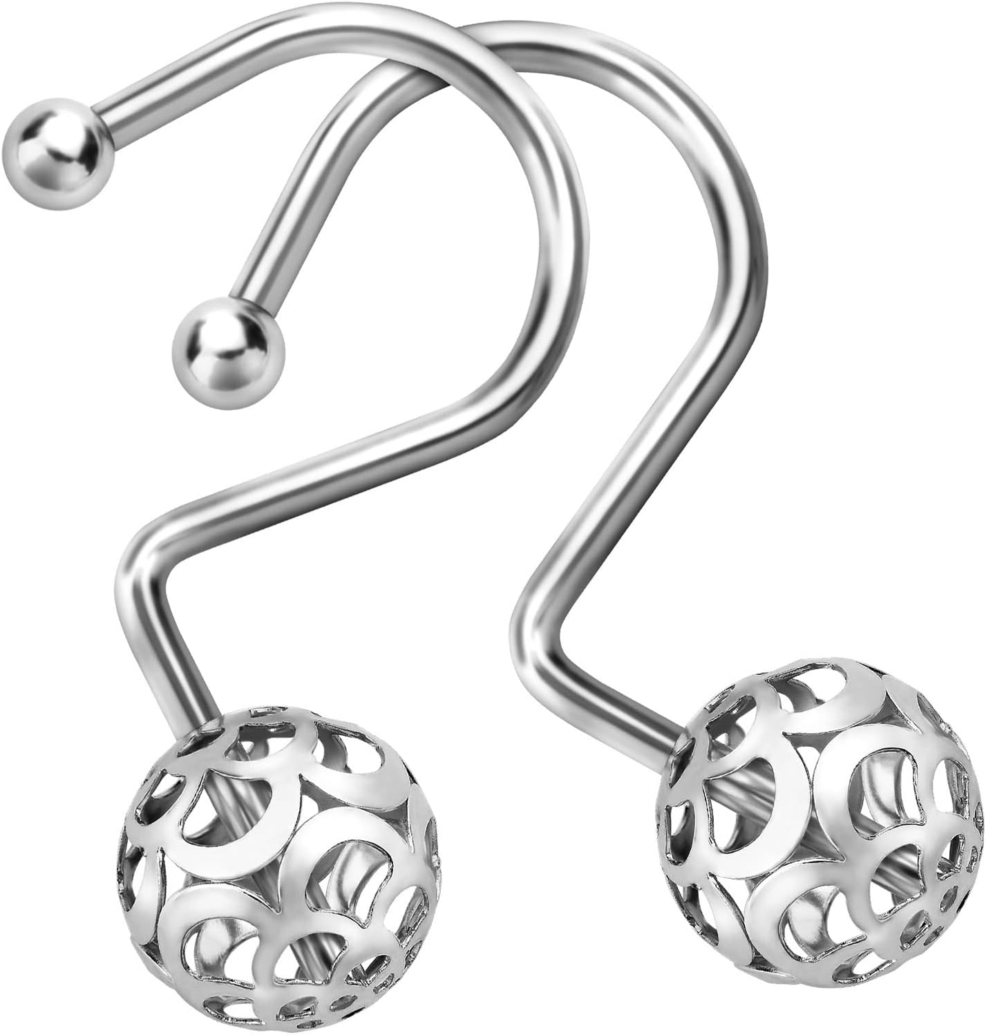 MitoVilla 24 Pcs Set Silver Shower Curtain Hooks, Metal