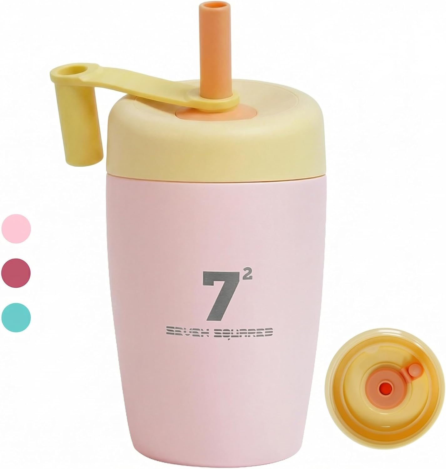 SEVEN SQUARED 72 12oz Kids Tumbler Spill Resistant with Lid and Silicone Straw, Insulated Kids Cups Stainless Steel Water Bottle, Dishwasher Safe BPA-FREE