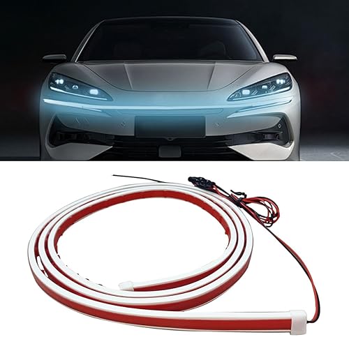 Miniatura 8 de Tira de luz LED para capó de automóvil, tira de luz diurna de inicio de escaneo dinámico, tira de luz LED flexible de 71 pulgadas, kit de tiras de