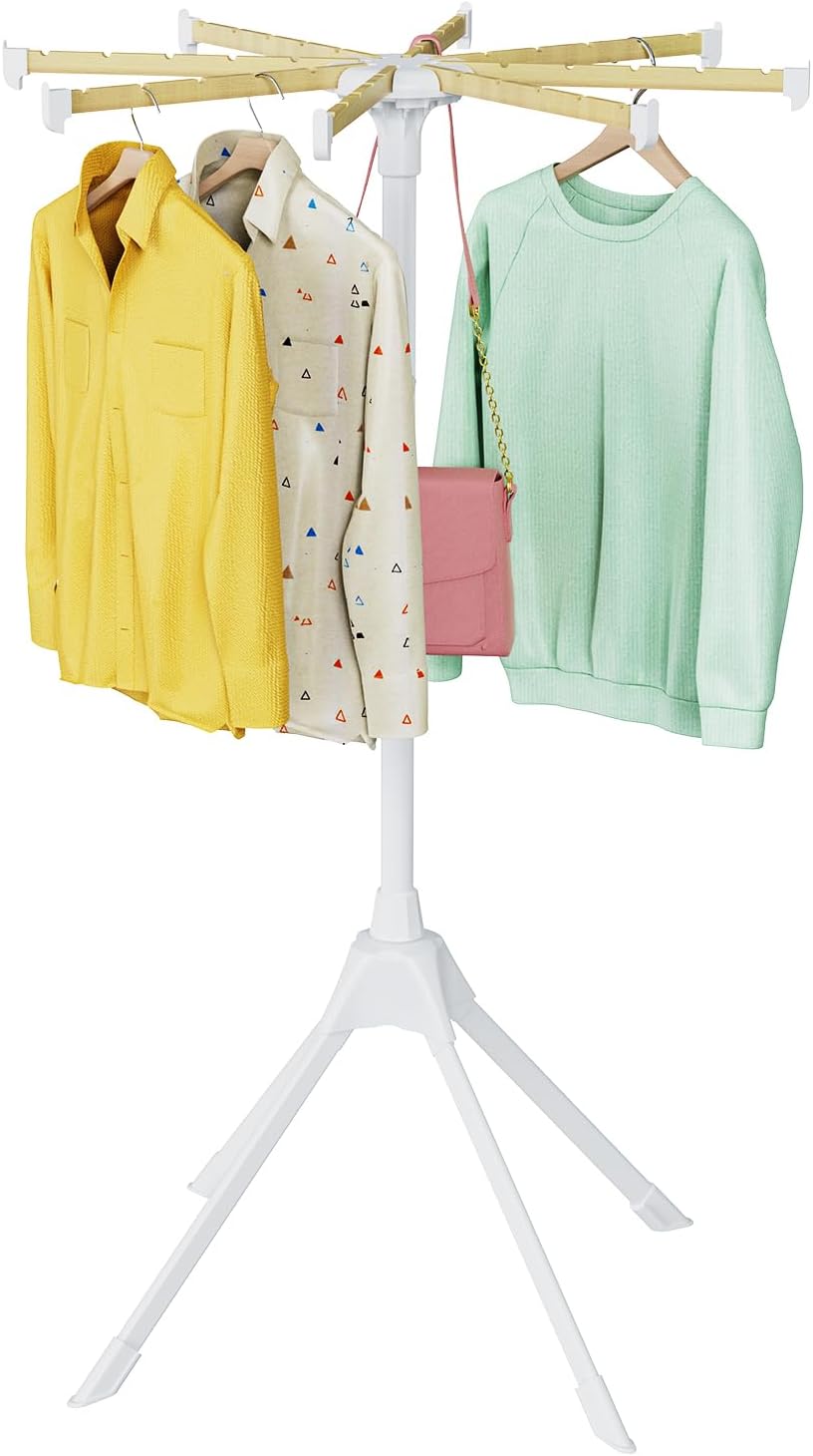 Clothes Drying Rack, Foldable Laundry Rack for Indoor Outdoor, 10pcs Sock Clips, Collapsible Space-Saving Drying Rack for Clothes Towels Dolls, White (White) Clothes Drying Rack, Foldable Laundry Rack for Indoor Outdoor, 10pcs Sock Clips, Collapsible Space-Saving Drying Rack for Clothes Towels Dolls, White (White)