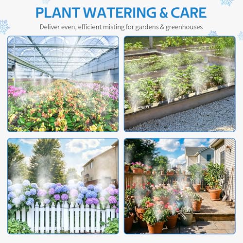 Image of HOMENOTE Misting Cooling System 59FT (18M) Misting Line + 26 Brass Mist Nozzles + a Brass Adapter(3 /4 inch) Outdoor Mister for Patio Garden Greenhouse Trampoline for waterpark