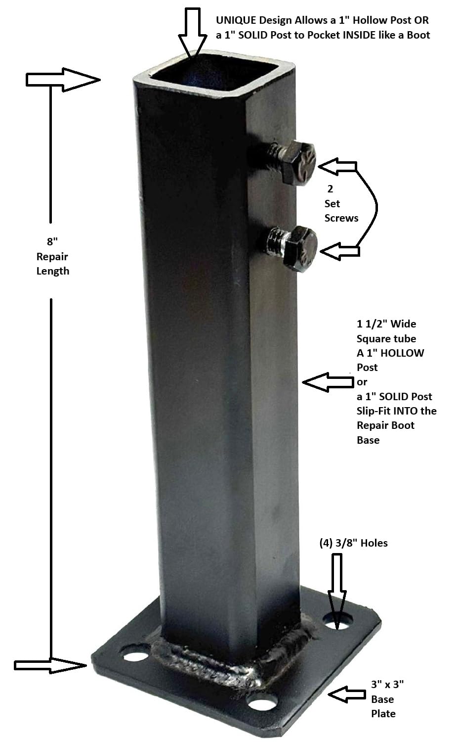 Lounge Wear Sets 8 Inch Iron Railing Post Repair Base - No Welding ...