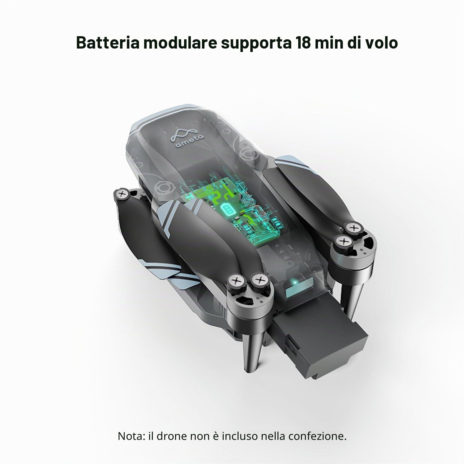 Ameta Batteria del fuco di S20 Lite, batteria ricaricabile del Li-po di 3.7V 1600mAh | Batteria, Cavo USB, Per S20 Lite RC Quadcopter Drone