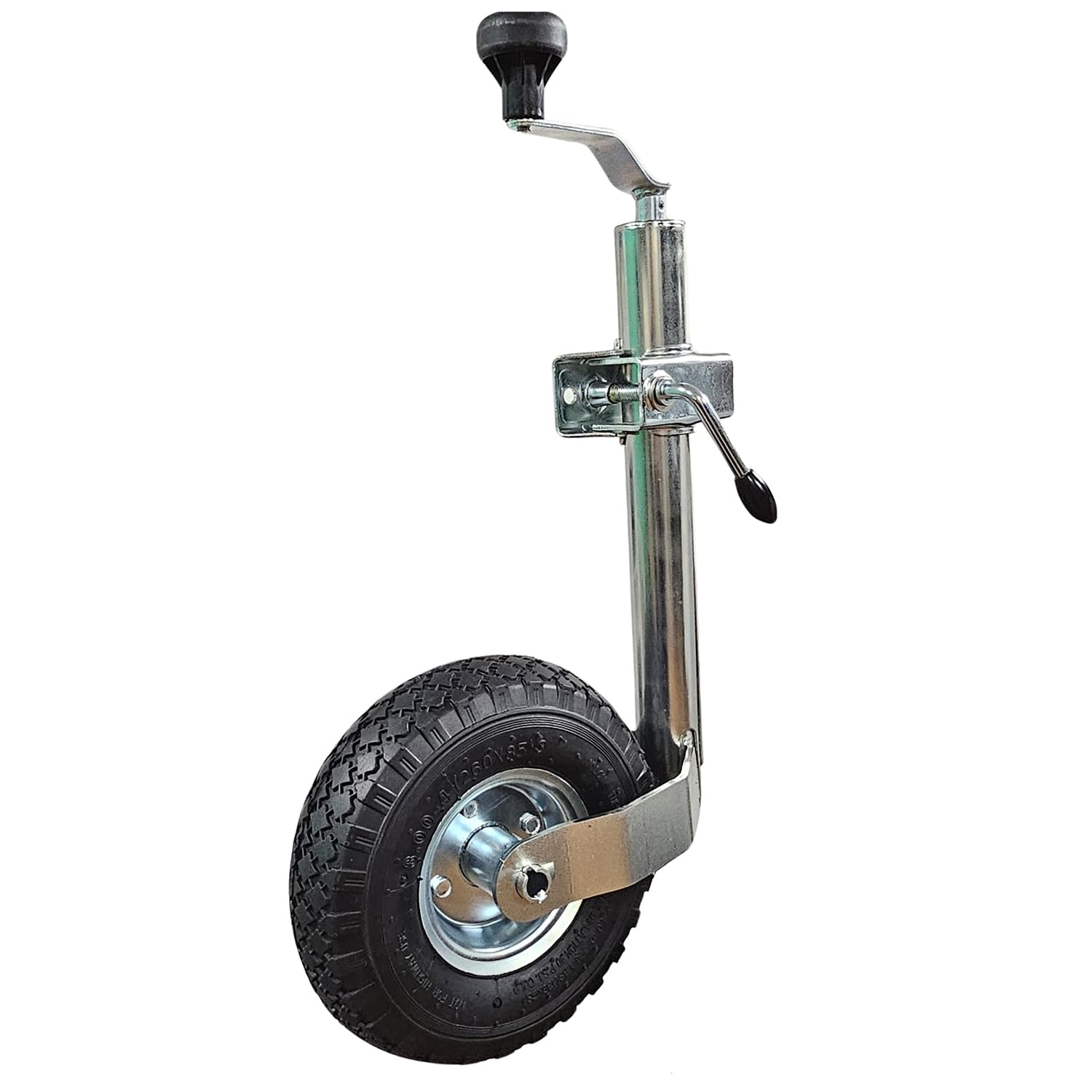 KATSU Roue Jockey 48 mm avec 10" Pneu Pneumatique en Caoutchouc avec Pince et 1m Câble en Acier Inoxydable pour Caravane Remorque de Voiture en Acier Galvanisé