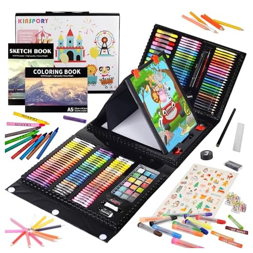 KINSPORY 290 piezas Maletin Pinturas para Niños, Juegos de Dibujo, Pinturas para Niños, Lapices de Dibujo, Caballete Pintura