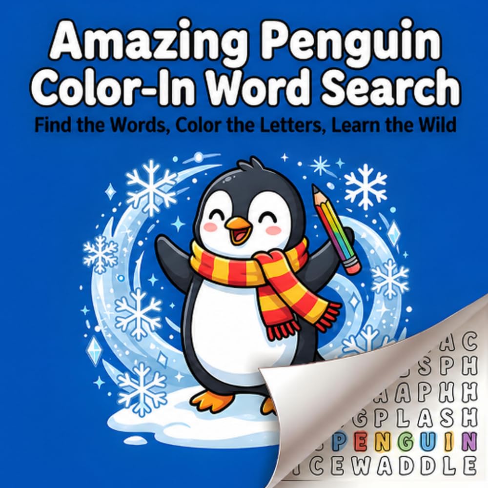 Amazing Penguin Color-In Word Search: Find the Words, Color the Letters, Learn the Wild