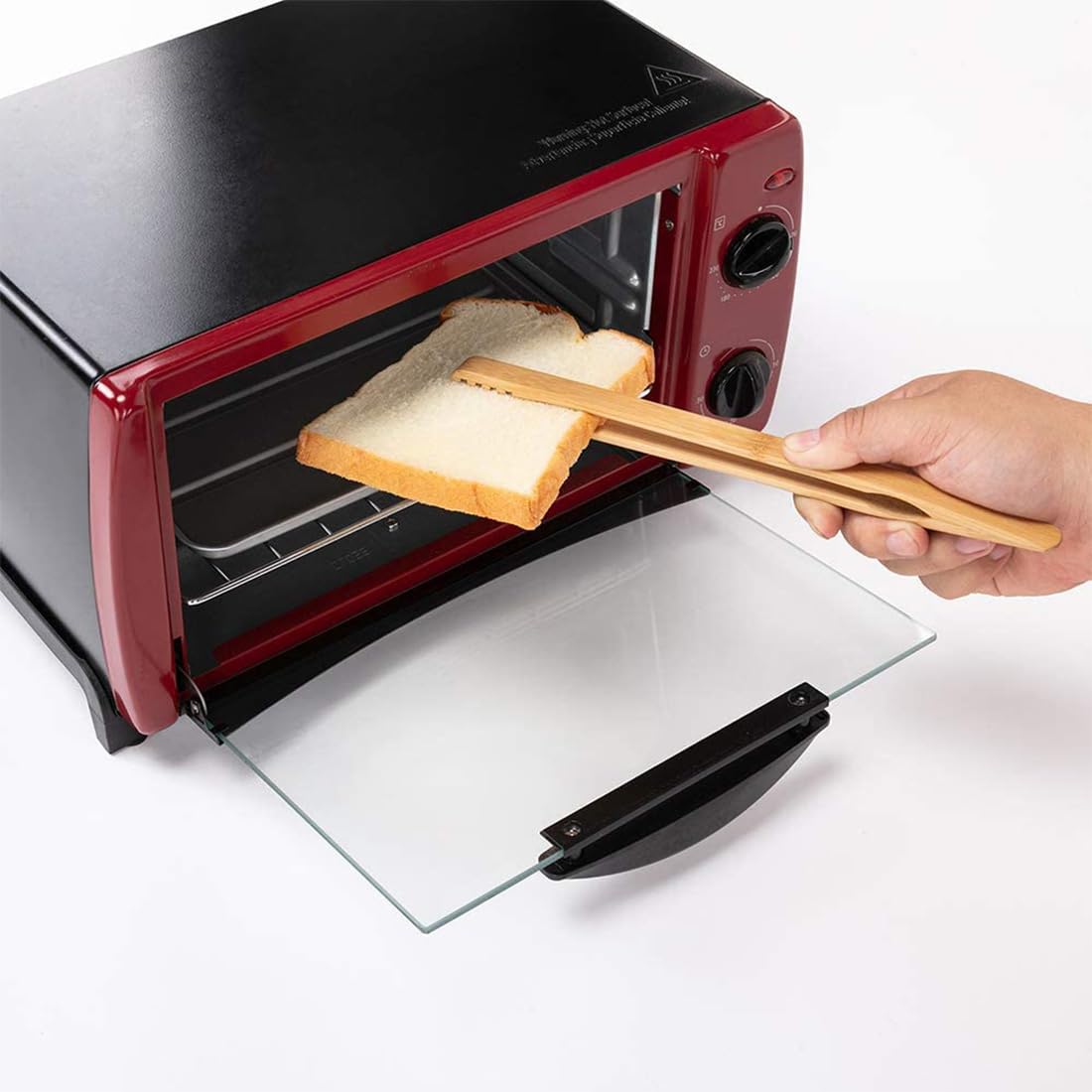 WJRQD 2 Pcs Pinze classiche riutilizzabili in bambù,30 cm, pinza in legno per grigliare, scanalata con manico fisso,ideali per tostapane, frutta, pane e sottaceti, utensili da cucina per formaggio
