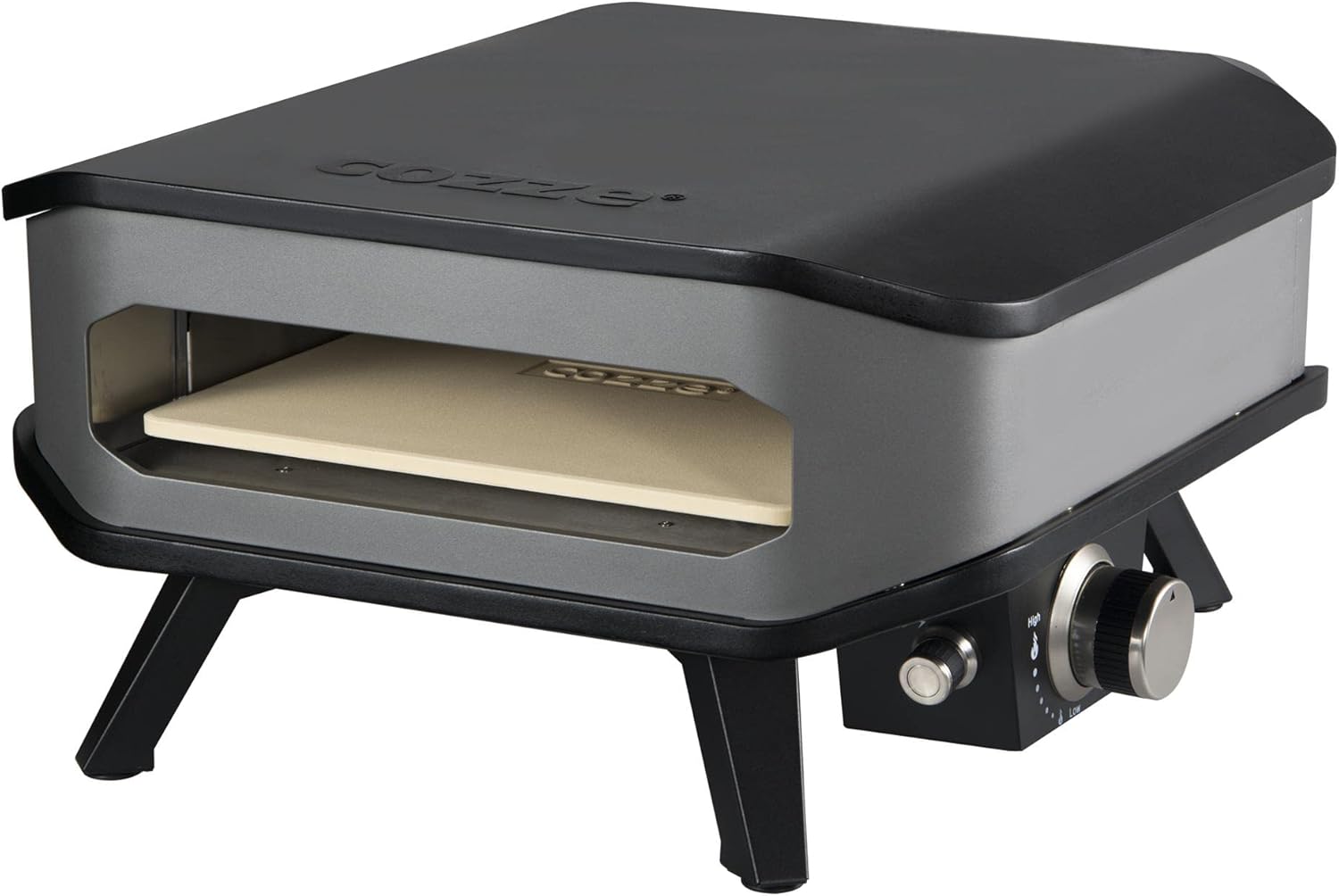 Ġenb view of Cozze pizza oven with control knob