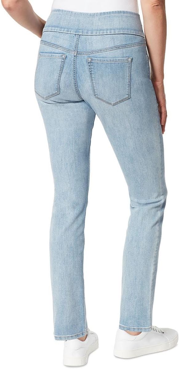 Gloria Vanderbilt Womens Amanda Light Wash Pull On Straight Leg Jeans Blue 8, Shoshone - Image 2