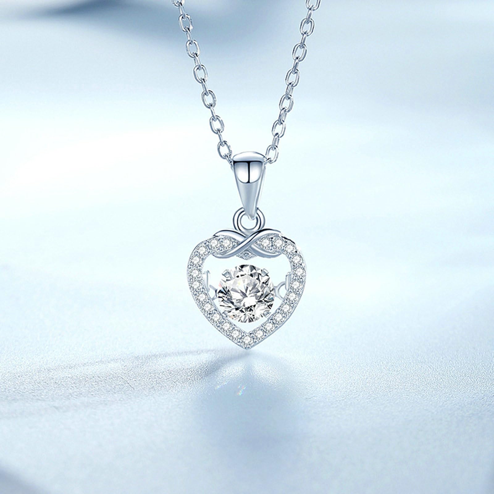 Wisiorek łańcuszek z białego złota próby 375 damski łańcuszek z wisiorkiem w kształcie serca z 5 mm moissanit topaz 0,5 ct i diament białe złoto łańcuszek damski 45 cm na wesele
