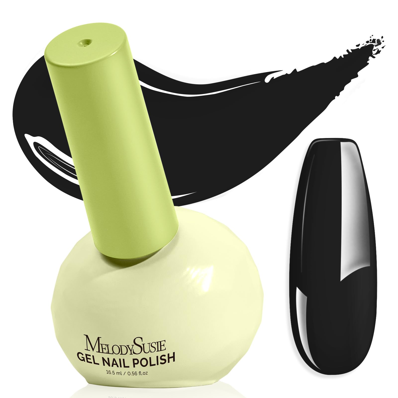 MelodySusie Highly Pigmented Gel Nail Polish 0 56 Fl Oz Soak Off UV LED Black Gel Polish Plant-Based