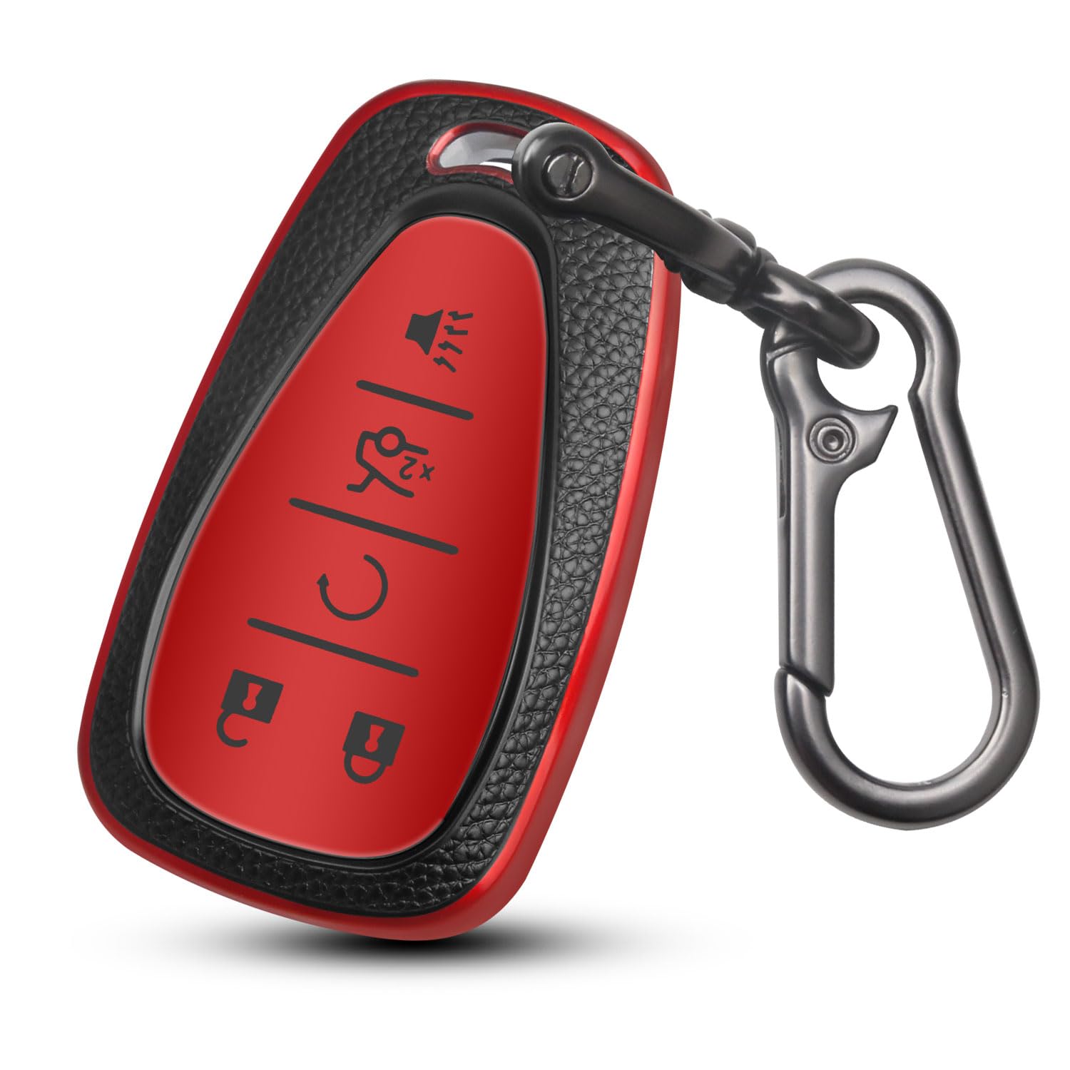 MILD EAST Key Fob Cover, 5 Button Key Case for Equinox Malibu Trailblazer Traverse Volt Bolt, Red