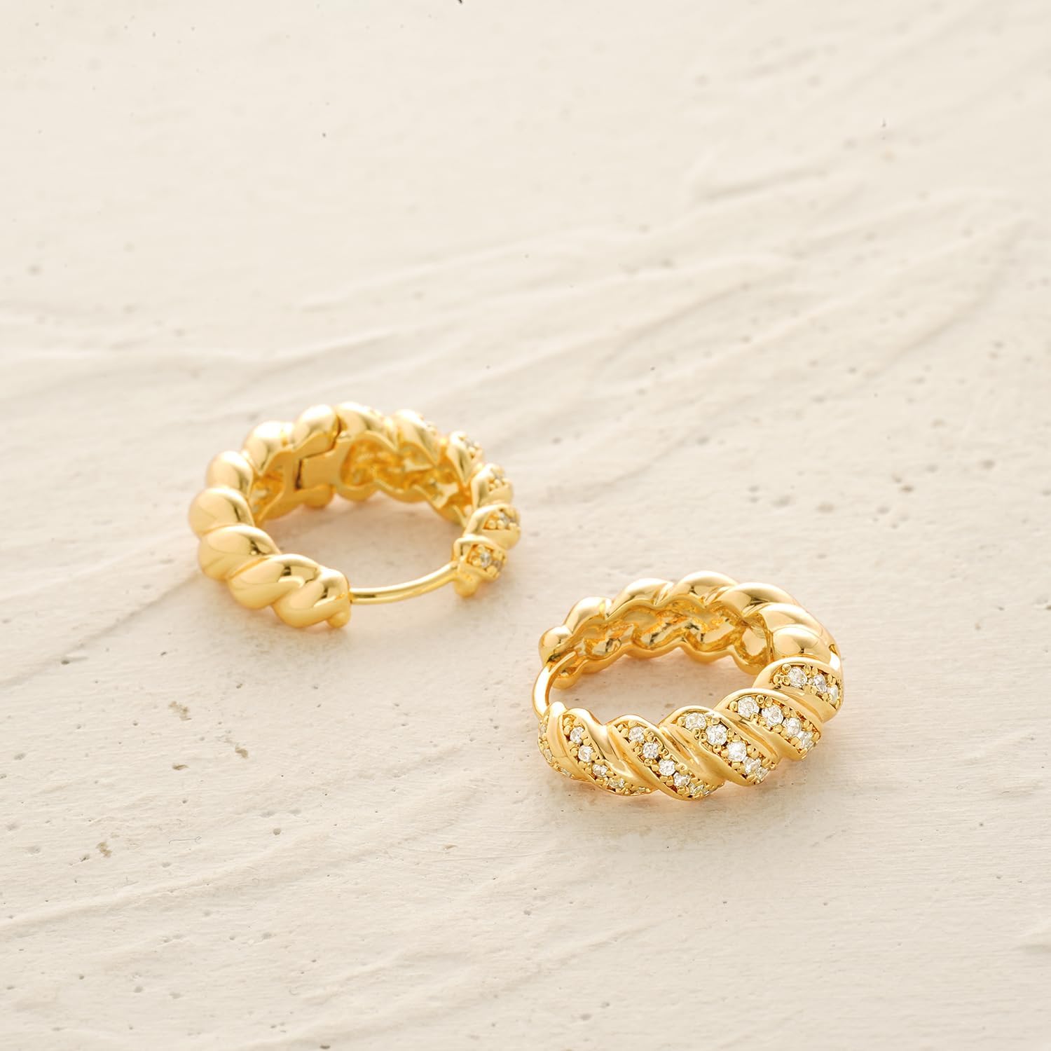 MYEARS Women Gold Earrings Huggie Hoop Cubic Zirconia 14K Gold Plated Small Simple Hypoallergenic Everyday Jewelry - Image 5