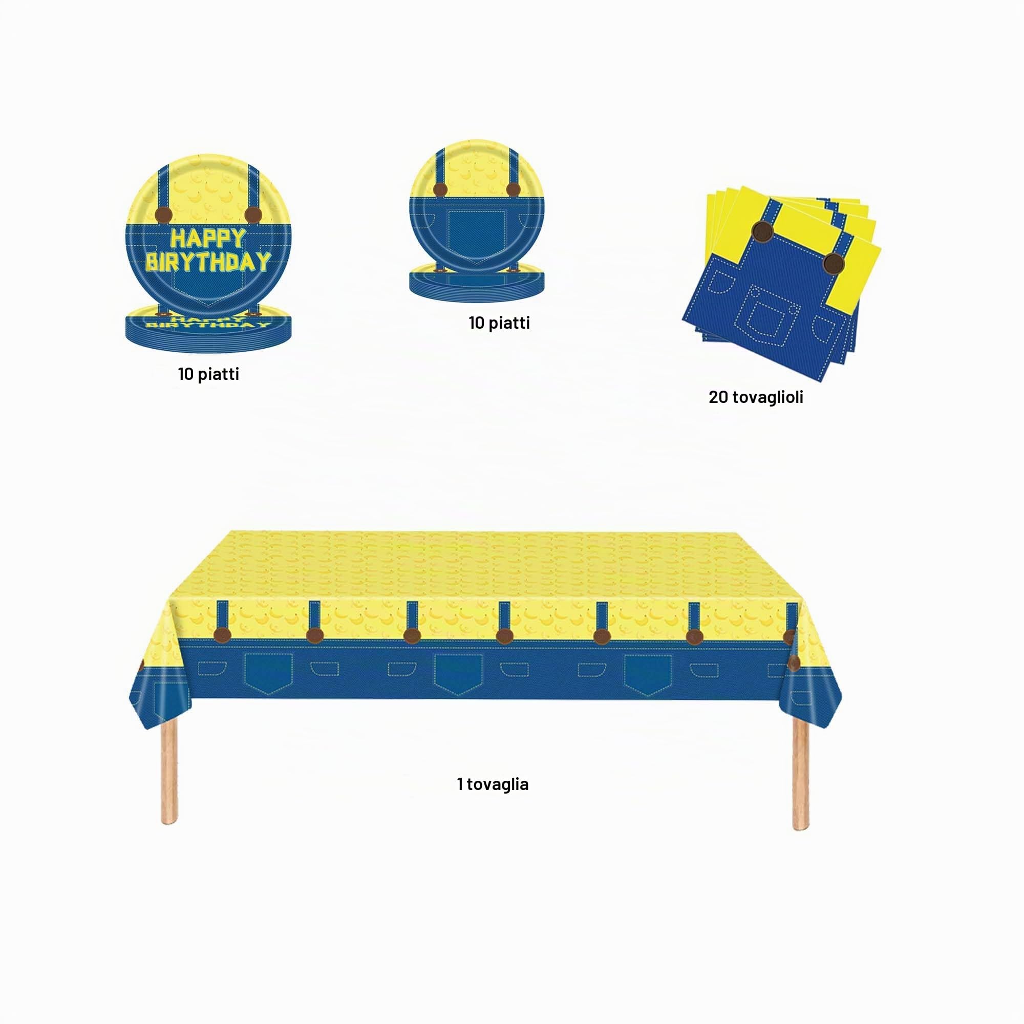 Kit Compleanno Stoviglie per Feste Banana Decorazioni per Yellow Forniture per Feste