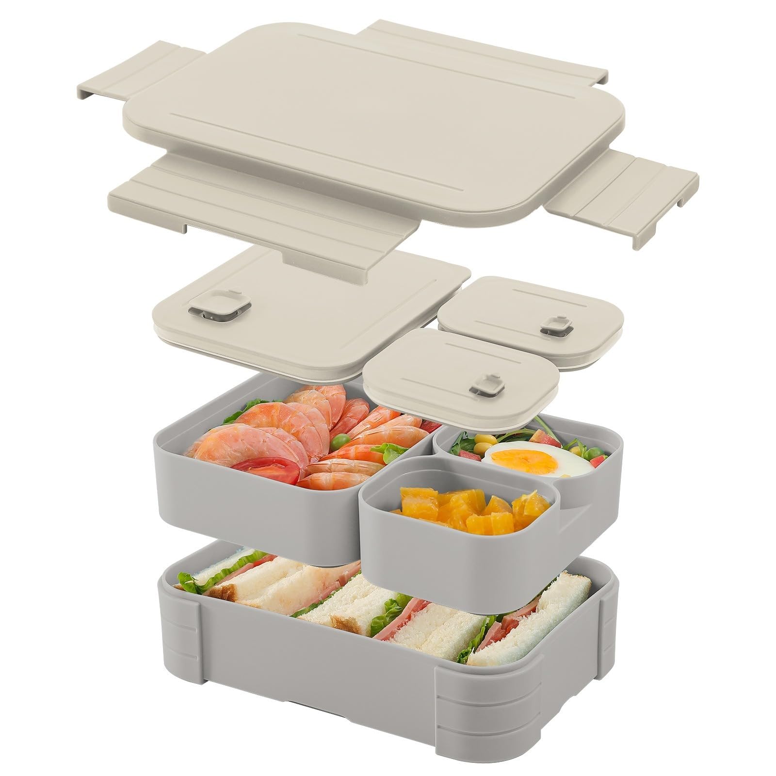 Mfwamcafk Grey Plastic Bento Box, Microwave Safe Meal Prep Containers For Work