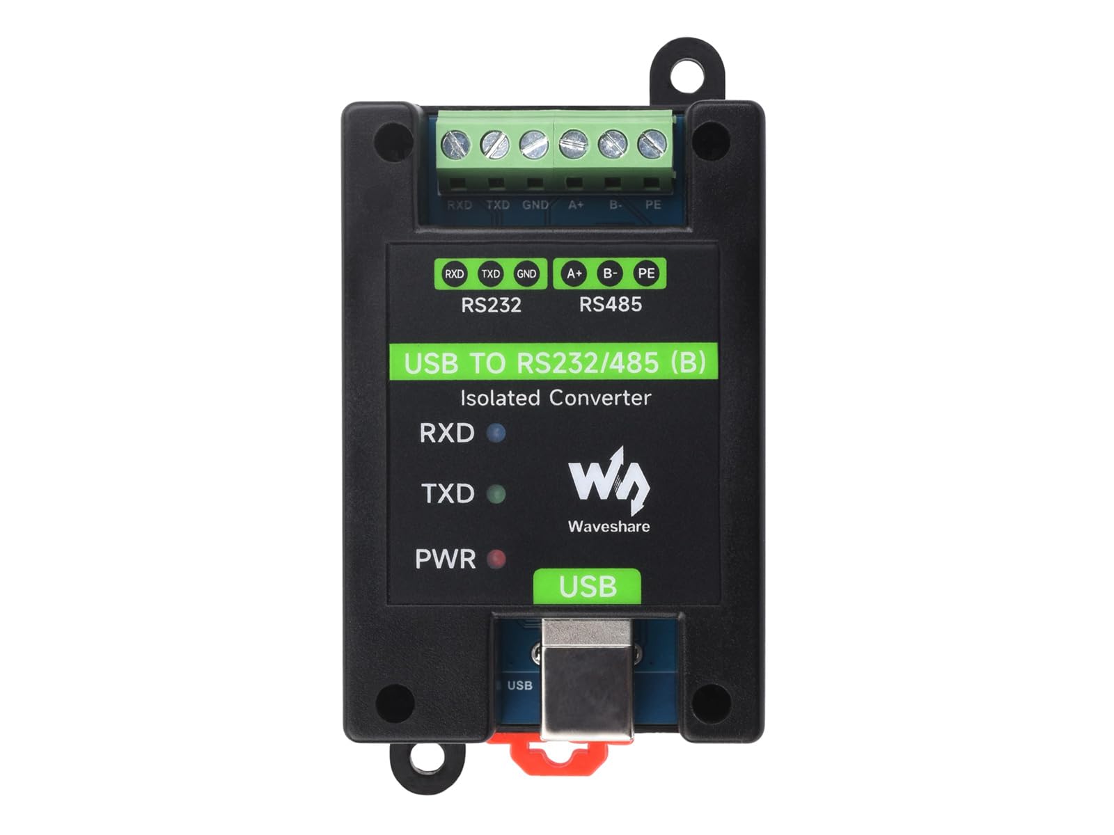 Waveshare USB To RS232/485 Industrial Grade Isolated Converter, Onboard Original FT232RNL Chip, Multiple Protection, Wall-Mount And Rail-Mount Support