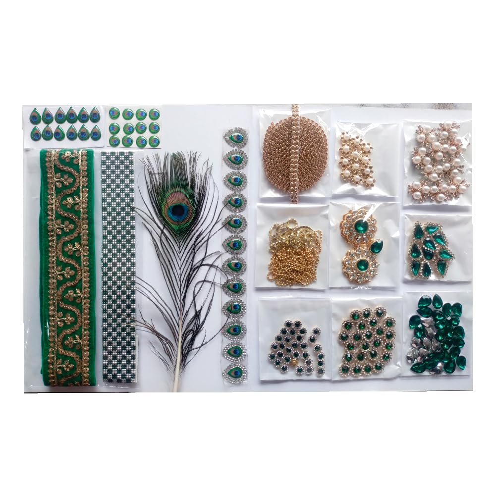 Ganesha Decoration Set, ganpati sringar, Decore for Ganpati Idol, Decor Setup for Home, Ganesh chaturthi, Best for 1-1.5-2 feet murti (Green)-image-34