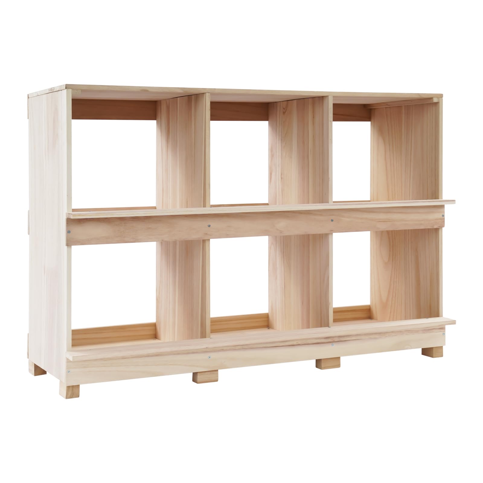 Legenester HüHner Legenest HüHnernest Abrollnest legenester Hühner-Nistkasten aus Holz, 6 Fächer, 96x37,2x66,3 cm, Naturholzfarbe, mit Sitzstange, für Legehennen