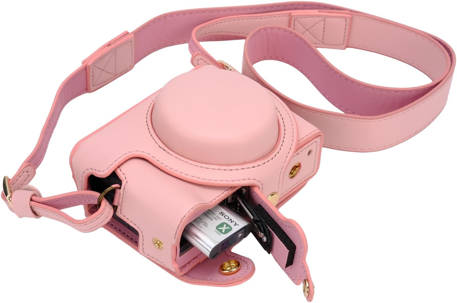 Bowan ZV1 Camera Case - Vintage PU Leather Camera Case for Sony ZV1 ZV-1 DSLR Camera Protective Leather Camera Case Bag with Camera Shoulder Strap (pink)