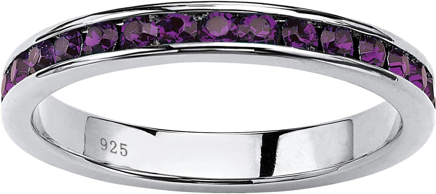 Palm Beach Jewelry Simulated Birthstone Silver Eternity Band