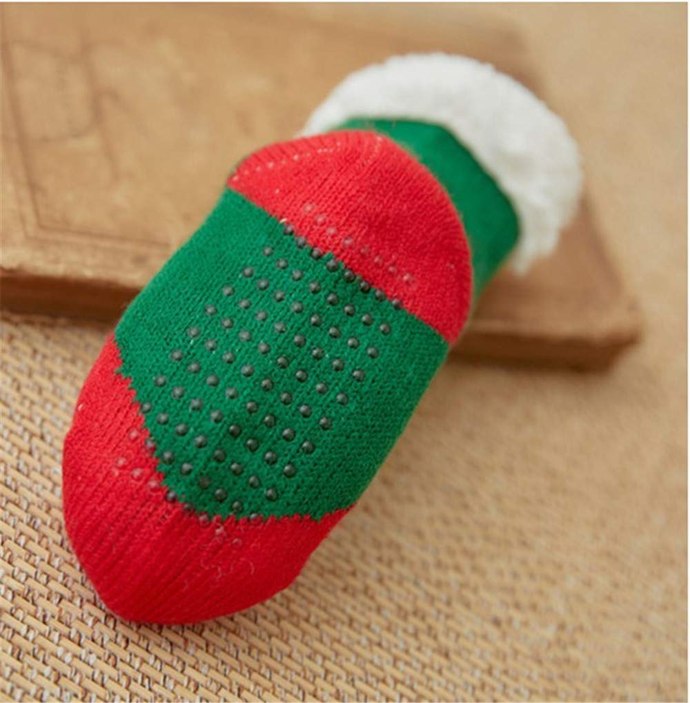 Winter Baby Slipper Sock Non-slip Floor Socks Soft Warm Fuzzy Fleece Thick Christmas Socks Gift for Toddler Newborn Children (2 Pairs) (A, S)