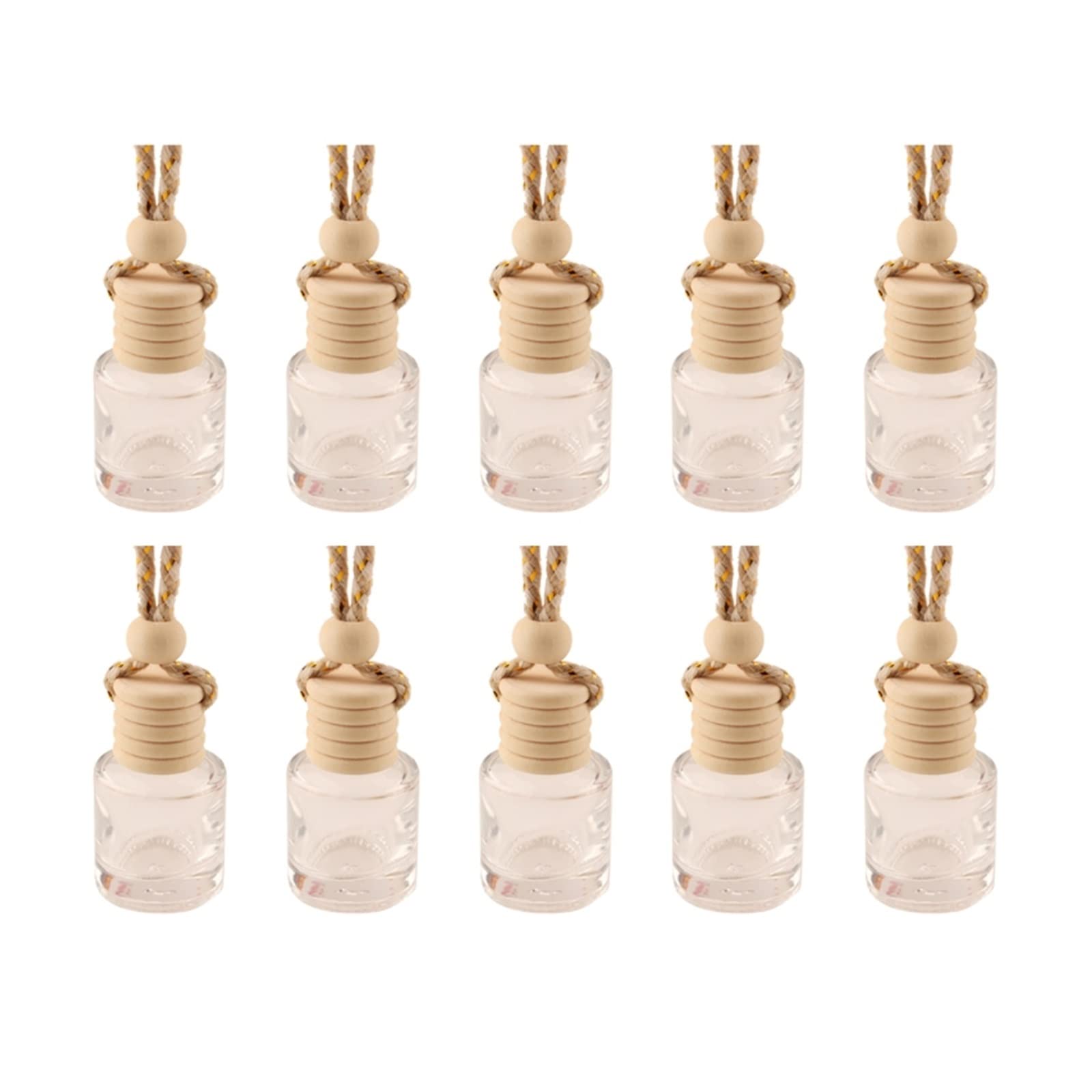 SSIMOO 10 Stück hängende Glasflasche, leer, Parfüm, Aromatherapie, nachfüllbar, Diffusor, Lufterfrischer, Duftanhänger, Ornament, kompatibel mit Auto und Zuhause (Color : F)