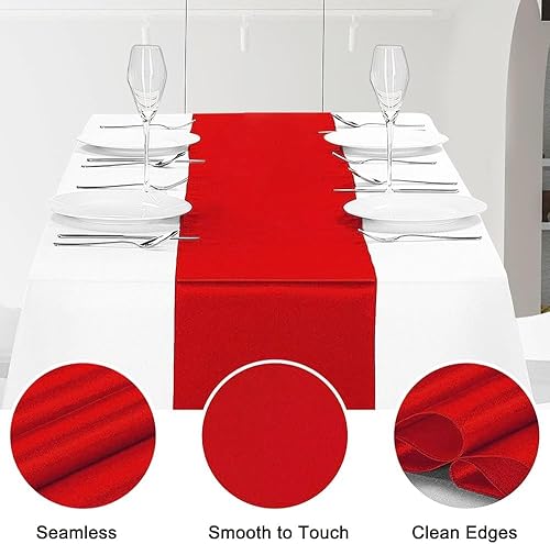 Miniatura 5 de Paquete de 12 caminos de mesa de satén de 12 x 108 pulgadas de largo, para banquetes de boda, graduaciones, decoración de fiesta de cumpleaños (rojo)