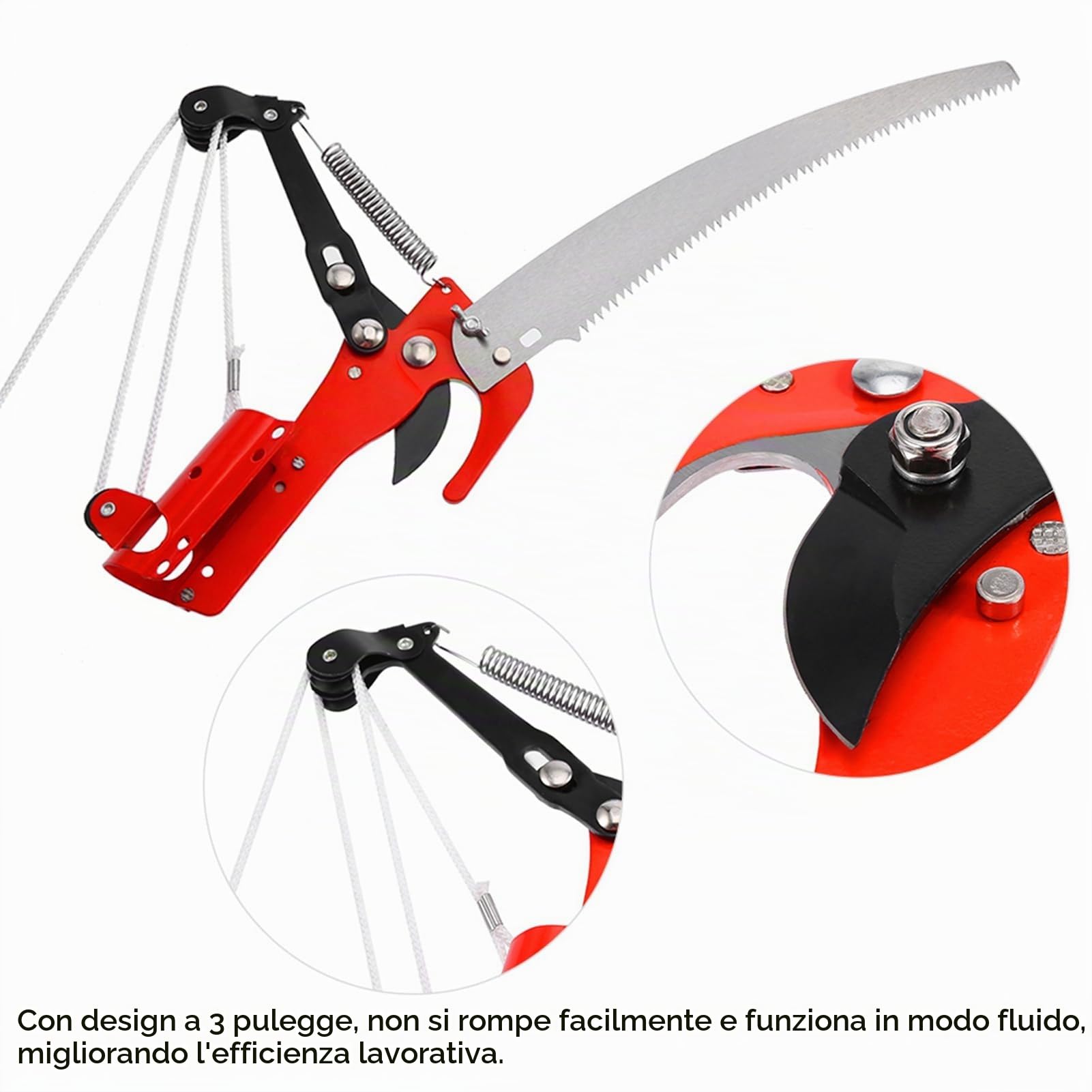 Svettatoio Telescopico a Pertica, 2 In 1 Forbici per Rami Alti All'Aperto Cesoie da Potatura Attrezzi Potatura Giardino, Non Include Il Palo Telescopico (Forbice + Senza Asta)