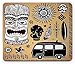 Produktbild Drempad Gaming Mauspads, Vintage Hawaii Mouse Pad, Retro Hawaii Tattoo Old School Van Surfing Board Starfish Soft, Standard Size Rectangle Non-Slip Rubber Mousepad, Pale Brown Black White