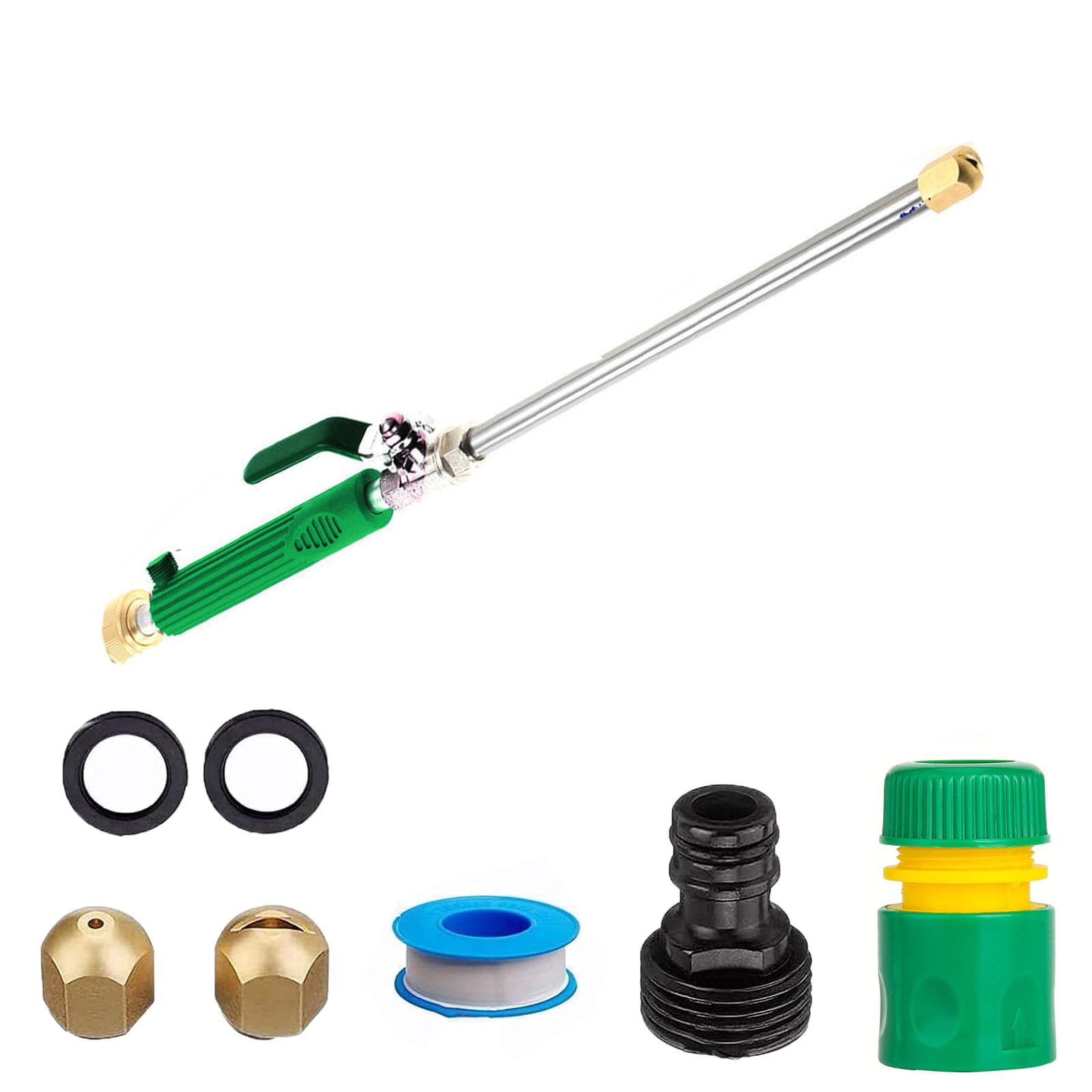 Turbowasher - Power High-Pressure Cleaner for Every Garden Hose, Jetnozzle 2-in-1 High Pressure Power Washer for House, High Pressure Water Hose Nozzle (Green)
