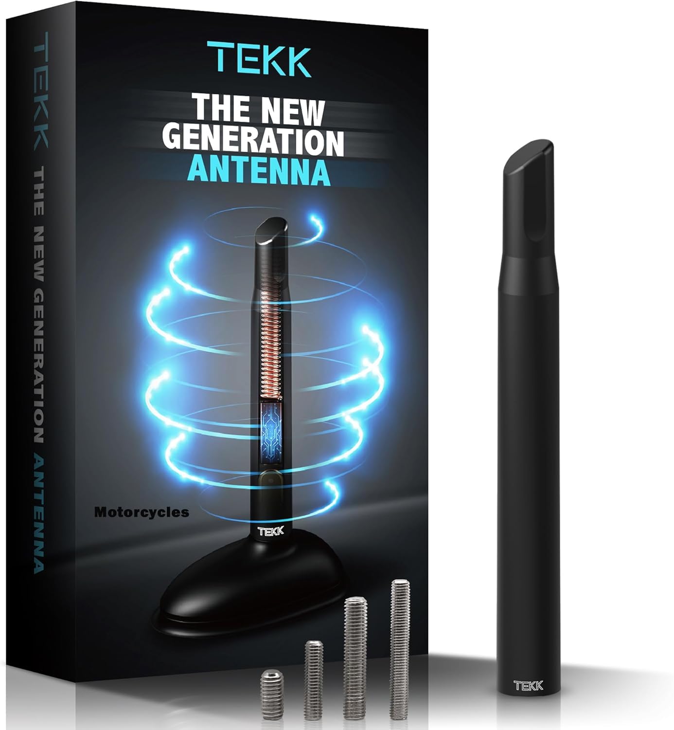 Tekk Short Antenna Compatible with 1998-2026 Motorcycles/Street Glide/Electra Glide/Road Glide/TRI Glide/Road King/Designed for Optimized FM/AM Reception / 4.8 Inches