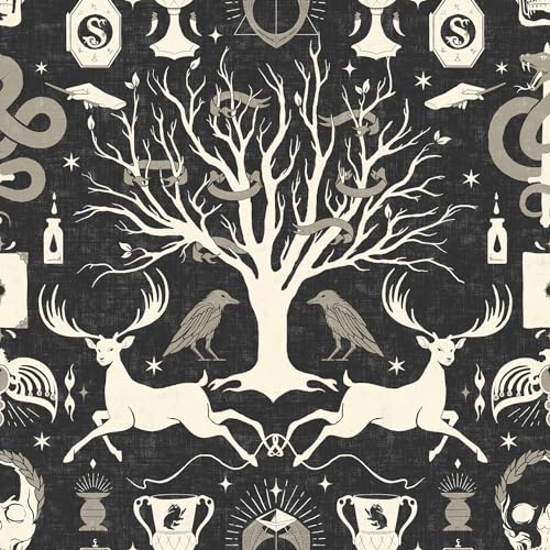 Harry Potter Horcrux Black Damask Peel and Stick Wallpaper by RoomMates, RMK12781PLW