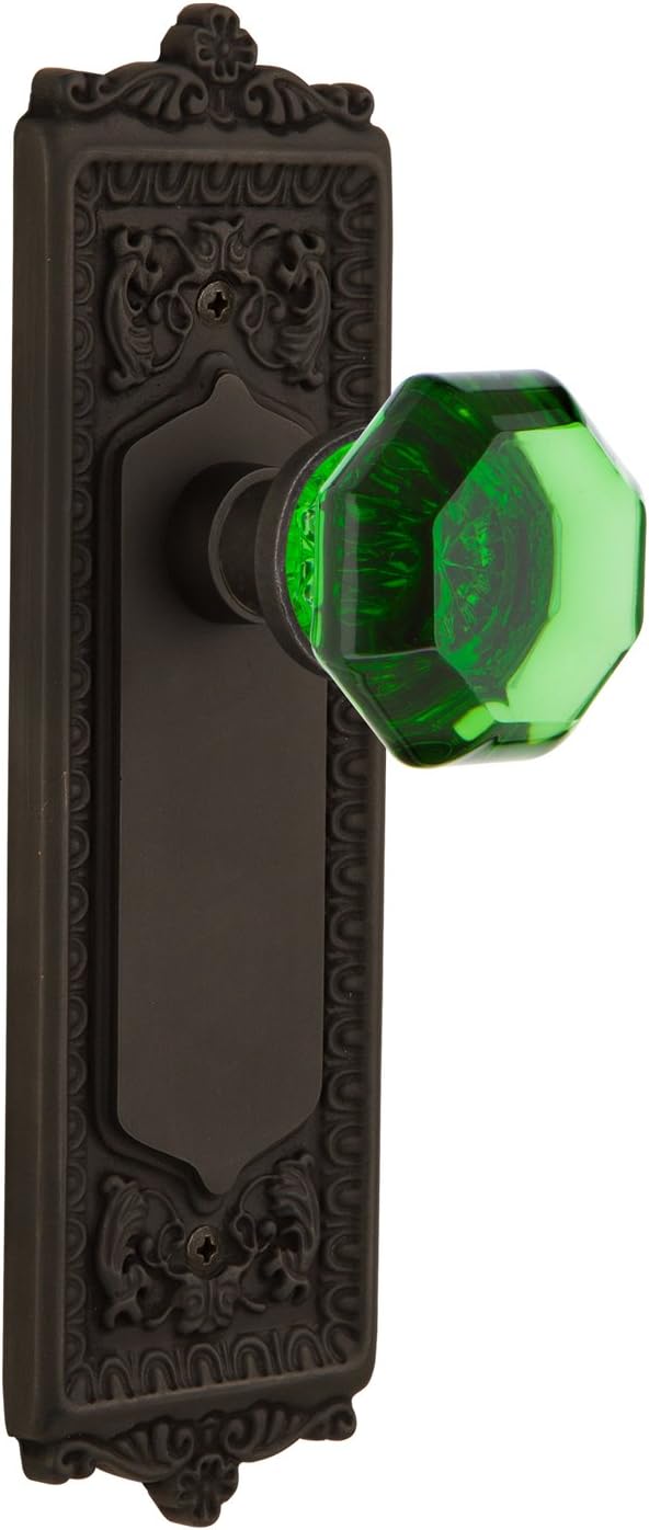 Nostalgic Warehouse 722353 Egg & Dart Plate Single Dummy Waldorf Emerald Door Knob in Timeless Bronze