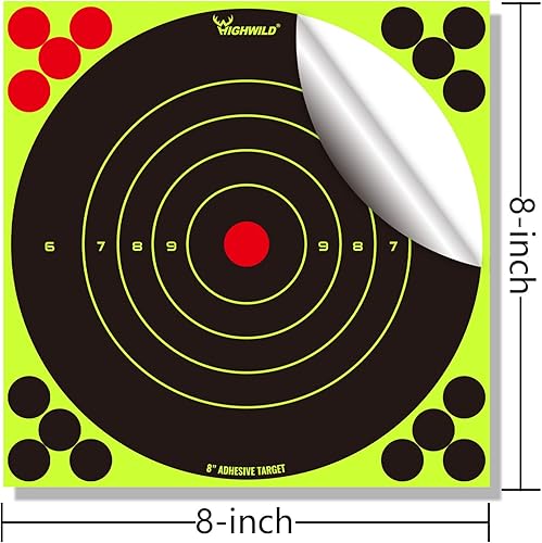 Miniatura 6 de Highwild Pegamento adhesivo para salpicaduras de diana amarillo fluorescente brillante, objetivos de disparo - 8 x 8 pulgadas
