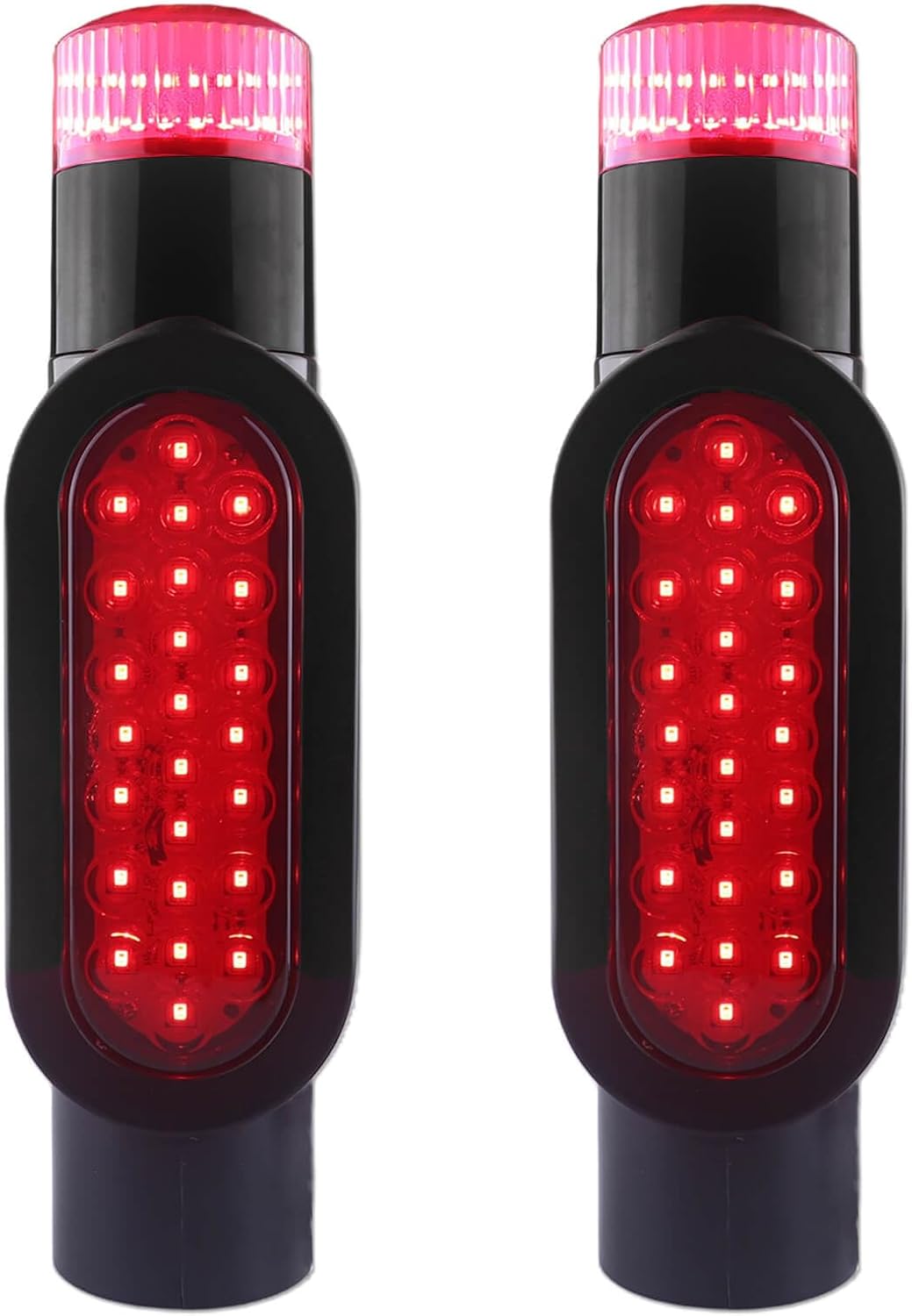 Boat Trailer Guide on Post Pipe Light Set DOT Approved 24LED Waterproof Submersible Turn Signal Running Lights Brake Lights Integrated with Trailer Guide Post Poles Lights Kit 2Pcs Black